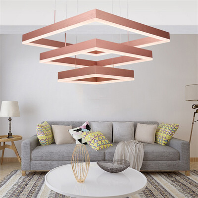 

Baycheer HL487621 Post Modern Brushed Aluminum Rose Gold Chandelier 80W White Light LED Chandelier in Acrylic Shade
