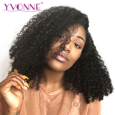 

YVONNE Malaysian Curly Short BOB Lace Front Wigs Virgin Brazilian Hair 180 Density With Baby Hair Natural Color