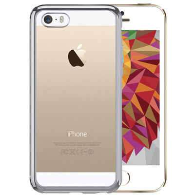 

BIAZE Apple 5S SE 5 phone shell iPhone5S SE 5 protective cover plating TPU all-inclusive anti-drop transparent soft shell JK114 silver