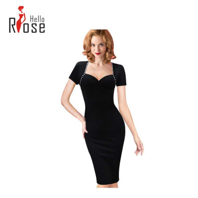 

Hello Rose 2016 Europen Style Wear To Work Office Fashion Lapel Short-Sleeved Pencil Dress