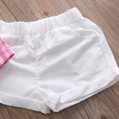 

Cute Toddler Kids Girl Bowknot Plaid T-shirt Pants Outfits 2Pcs Set Clothes 2-7Y
