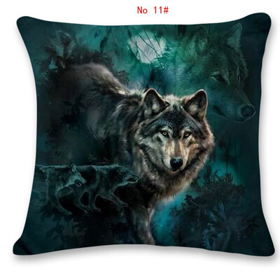 

45cm45cm Animal wolf pattern linen cotton pillow case sofa cushion cover animal design square decorative pillow cover
