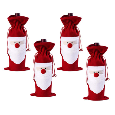 

UpperX 4pc Santa Claus Bag Bottle Wine Bottle for Table Party Xmas Decoration