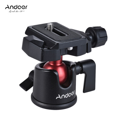 

Andoer Mini Ball Head Ballhead Tabletop Tripod Stand Adapter Panoramic Photography Head with Quick Release Plate for Canon Nikon S