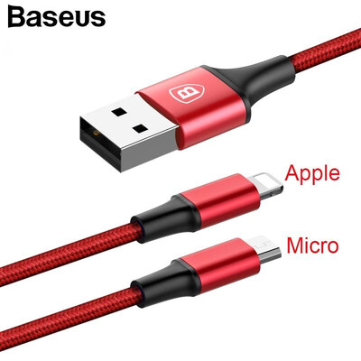 

Baseus 2 in 1 USB CablePhone Charging Cable for iphone X 8 7 Plus iphone 6 5 Data Cabel for Samsung Huawei Xiaomi