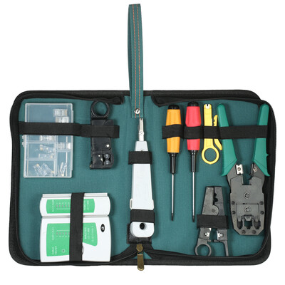

9-in-1 Professional Network Computer Maintenance Repair Tools Kit Cable Tester Crimper Wire Stripper 10pcs 8P8CRJ45 Crystal