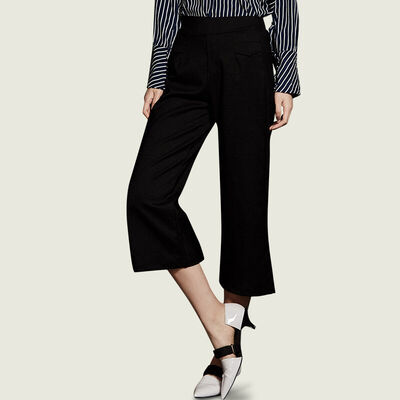 

Antarctic Nanjiren cotton&linen loose casual pants fashion nine points wide leg pants wild trend pants black  17075