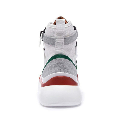 

Casual shoes leather thick bottom red shoes canvas shoes coloured lace