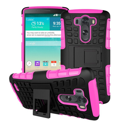 

Fivice LG G3 Case TPU anti-fall tire pattern back clip bracket phone case