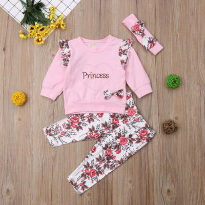 

Toddler Baby Girls Floral Hoodie Tops Pants Set Casual Winter Autumn Outfits