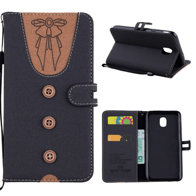 

MOONCASE Samsung Galaxy J6 stitching embossed womens leather case - black