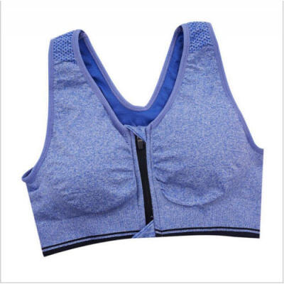 

UK Womens Ladies Zipper Sport Bra Running Gym Yoga Padded Fitness Tank Tops