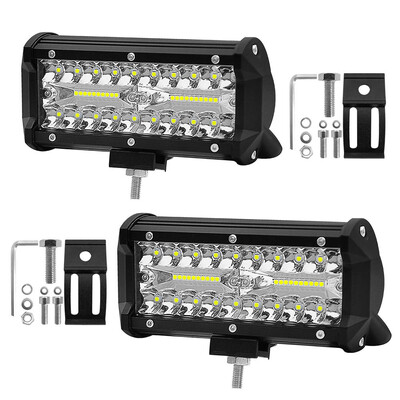 

2Pcs 7inch 120W LED Light Bar Spot Flood Combo Beam Work Light Driving Fog Lamp Road Lighting for Car Jeep Truck SUV ATV Boat Mari