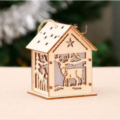 

LED Light Wood HOUSE Cute Christmas Tree Hanging Ornaments Holiday Decoration