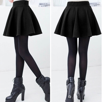 

Fashion Women's Stretch Waist Plain Skater Flared Pleated Mini Skirt New