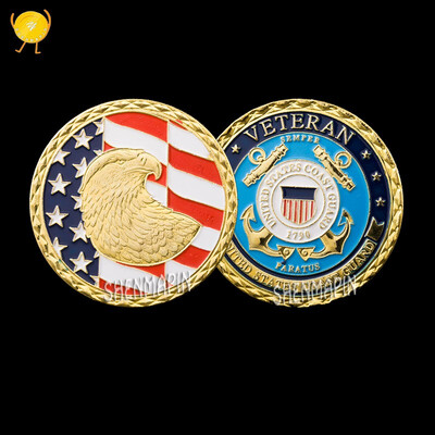 

US glory commemorative coin coast guard challenges gold-plated coins star-spangled banner coin collectibles