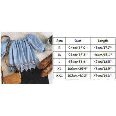 

Fashion Womens Ladies Summer Lace Off-shoulder Casual Blouses Crop Tops T-Shirt