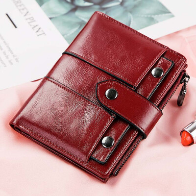 

Genuine Leather Women Wallet&Purse Female Small Portomonee Lady Money Bag Coin Purse Card Holder Perse Green for Girl