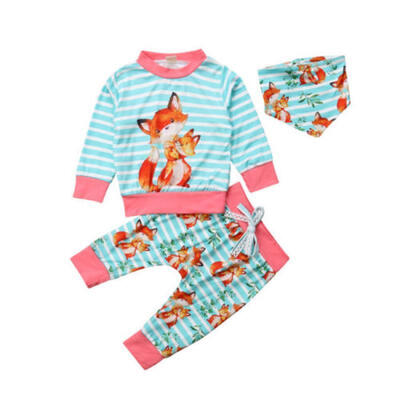 

Newborn Baby Girls Tops Fox T-shirt Floral Pants Leggings Bibs Outfits Clothes