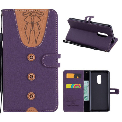

MOONCASE Millet Red Rice Note 44X  version stitching embossed womens leather case - purple