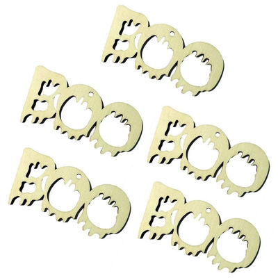 

UpperX 10pcs Wooden Halloween BOO Pendant Small Hangings Pendants Props for DIY Party Decor Supplies
