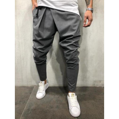 

NEW Mens Track Pants Slim Cuff Trousers Sport Tracksuit Casual Plain Black Grey