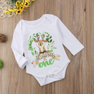 

Infant Baby Autumn Clothes Girls Boys Deer Long Sleeve Romper Jumpsuit Bodysuit