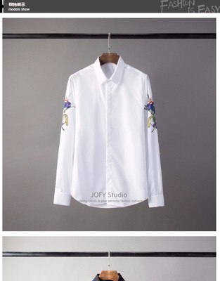 

Ten thousand needle flower hand sleeve color embroidery 18FW autumn winter new fashion show shirt men