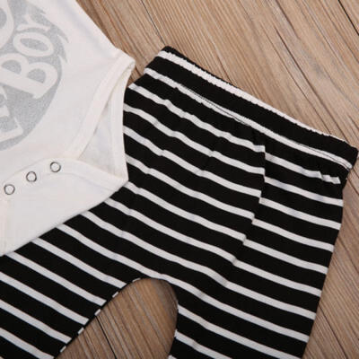 

US Newborn Baby Santa Homeboy Christmas Romper Tops Striped Pants Outfit Clothes