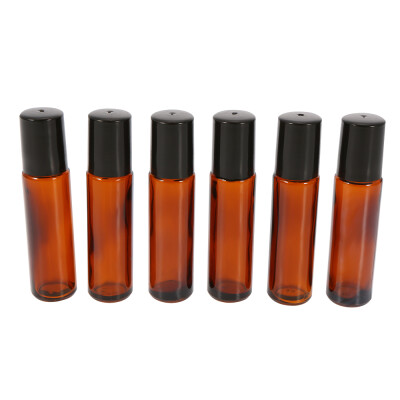 

10ml Amber Glass Roll-on Bottles Essential Oil Jar Stainless Steel Roller Ball 2ml Dropper 6Pcs