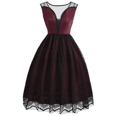 

Overlay Mesh Embroidered Formal Dress