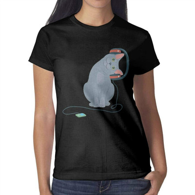 

Women Lazy cat Big cat Cotton T-Shirt Short-Sleeve Lovely tee