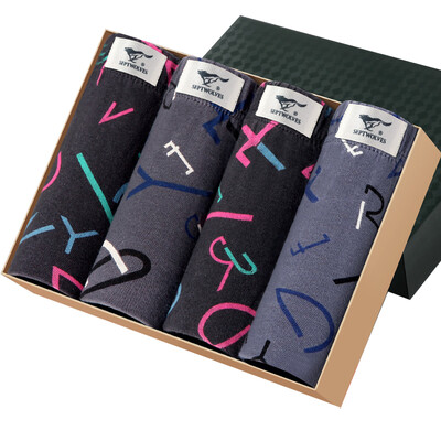 

Seven wolves men&39s underwear cotton printed waist four corners underwear men&39s shorts pants shorts 4 boxed