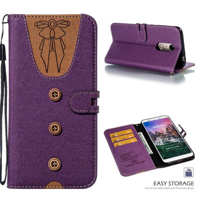 

MOONCASE Millet Red Rice Note 5 Red Rice 5 Plus Stitching Embossed Womens Leather Case - Purple