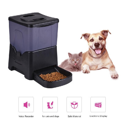 

10L Automatic Pet Feeder Timing Food Dispenser Bowl with LCD Display Voice Recorder for Dogs Cats