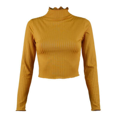 

Womens Ladies Cotton Ribbed Polo Turtle High Roll Neck Long Sleeve Top Size 8-12