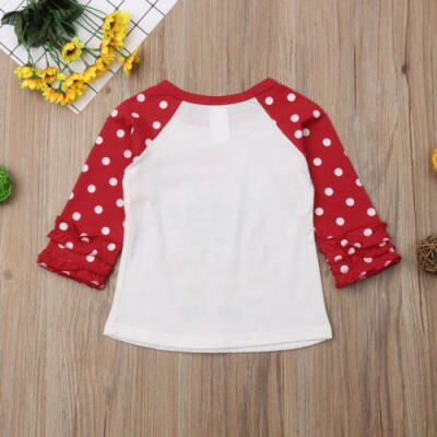 

UK Kids Baby Girls Christmas Ruffles Autumn Newborn Kids Long Sleeve Party Tops