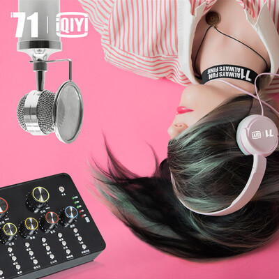 

Aiqiyi i71 K23 condenser microphone external sound card live set mobile phone computer universal fast hand national karaoke anchor shouting Mai live recording sound changing equipment