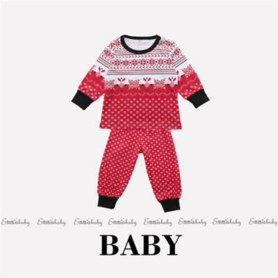 

Christmas Family Matching Cute Pajamas Adult Women Kids Baby Sleepwear Set Plus