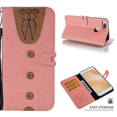 

MOONCASE Millet Mi A1 Mi 5X stitching embossed womens leather case - powder