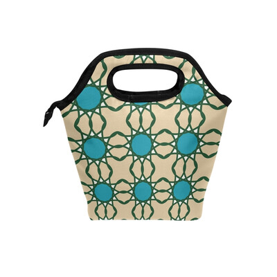 

Lunch Tote Bag Blue Pattern Travel Picnic Insulated Lunch Handbags Portable Zipper Lunch Bag Box