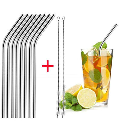 

UpperX 8pcs Long Stainless Steel Drinking Straws with 2pcs Brushes Fit for 20 Oz & 30 Oz Cups