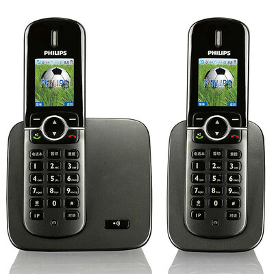 

Philips (PHILIPS) DCTG570 Duo high-end цветной цифровой беспроводной телефон набор полный китайский меню вызов голос номер кнопка синяя подсветка (черный)