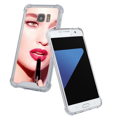 

ESCASE phone case Samsung S7 phone mirror phone case metal texture mobile phone sets anti-yellowing phone case soft shell elegant rose