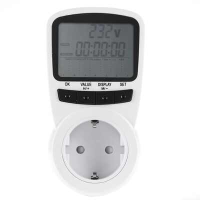 

EU Plug Digital LCD Electric Power Energy Meter Voltage Wattage Current Monitor Consumption Cost Analyzer Overload Protection