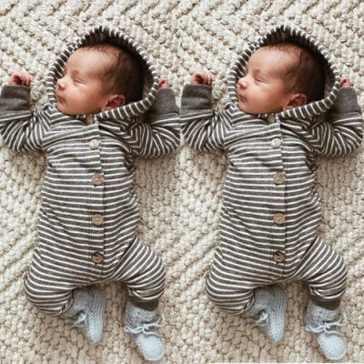 

Casual Newborn Baby Boy Girl Kids Romper Jumpsuit Hooded Bodysuit Clothes Outfit