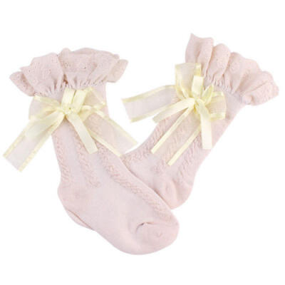 

Baby Girl Socks Knee High Bows Princess Socks Cute Long Tube Booties Striped Sox