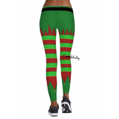 

Womens Christmas Santa Print Pants Yoga Sport Stretchy Leggings Elastic Trousers