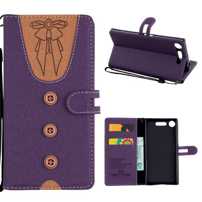 

MOONCASE Sony Xperia XZ1 stitching embossed womens leather case - purple