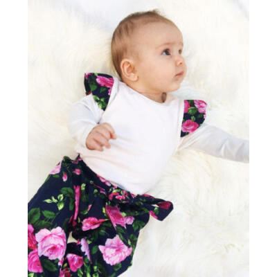 

Newborn Infant Baby Girls Tops Romper Floral Pants 3Pcs Outfits Set Clothes